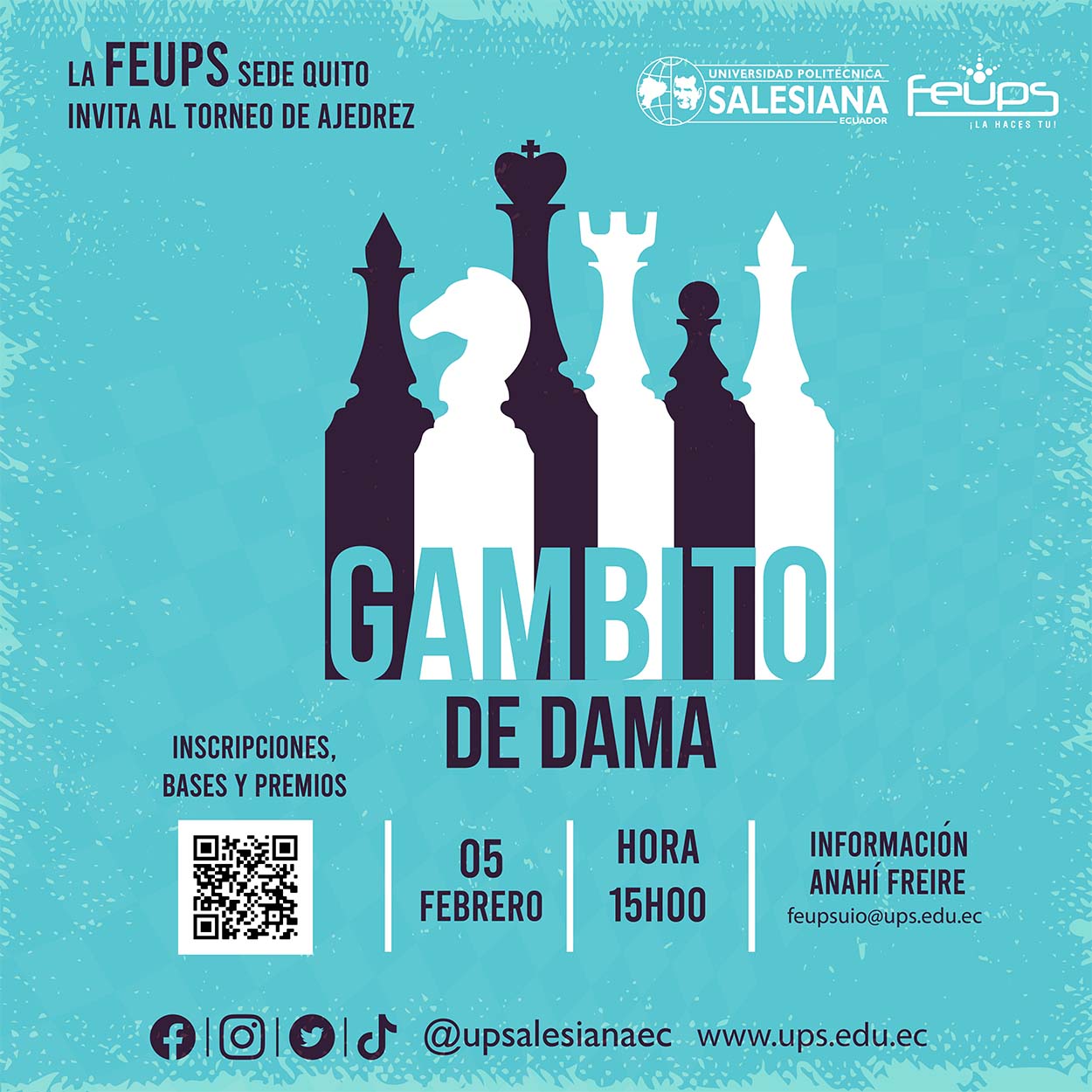 Afiche promocional del Torneo de Ajedrez: Gambito de dama