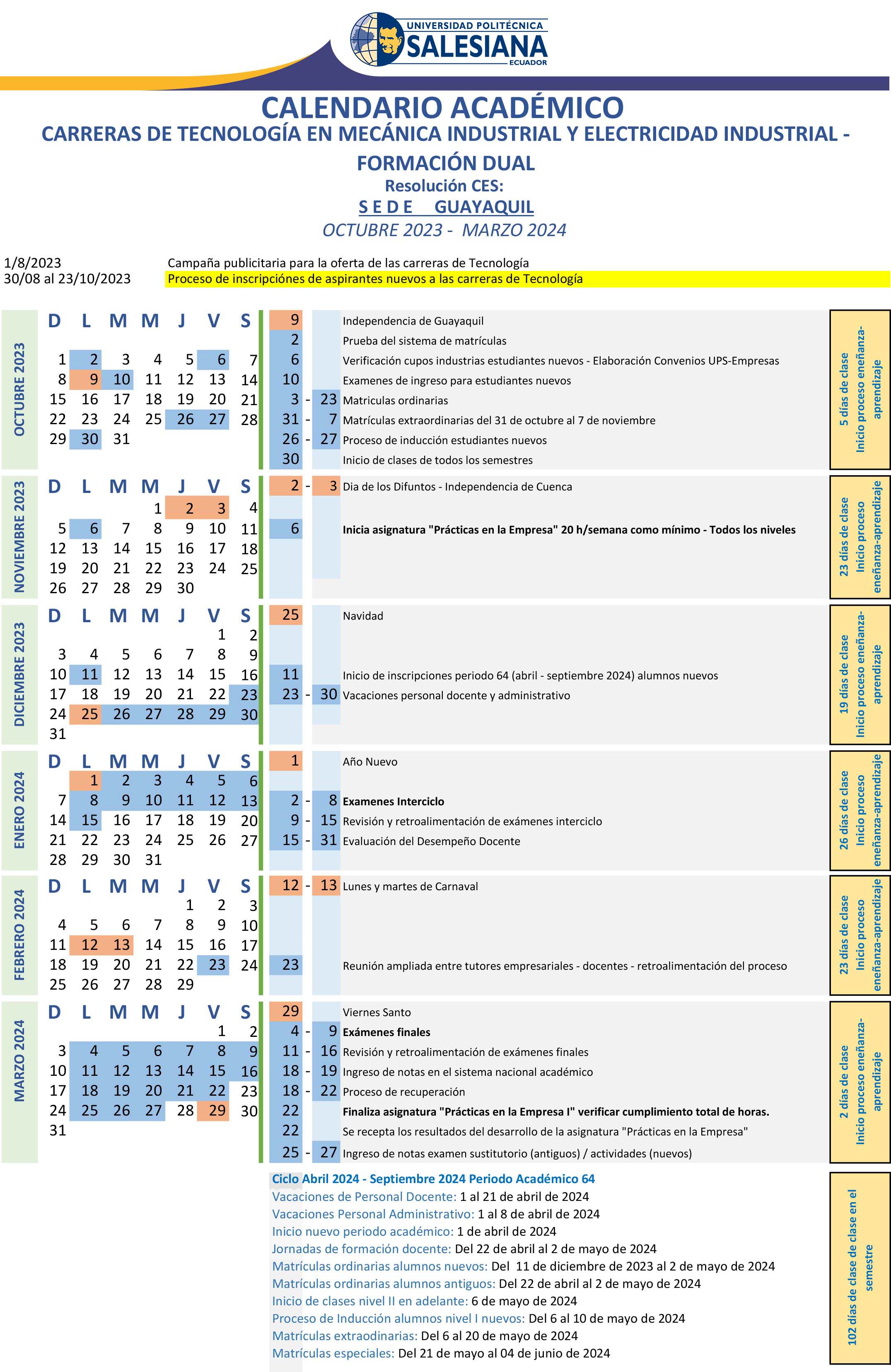 Calendario Académico UPS