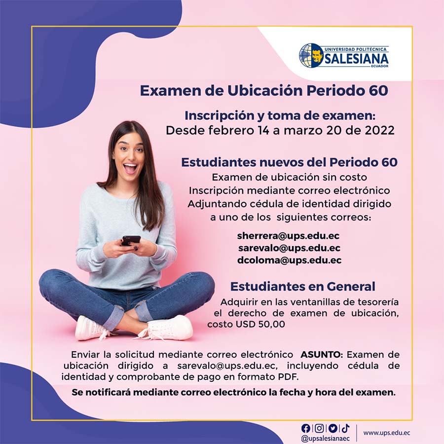 Afiche promocional del Examen de ubicación de inglés - sede Guayaquil