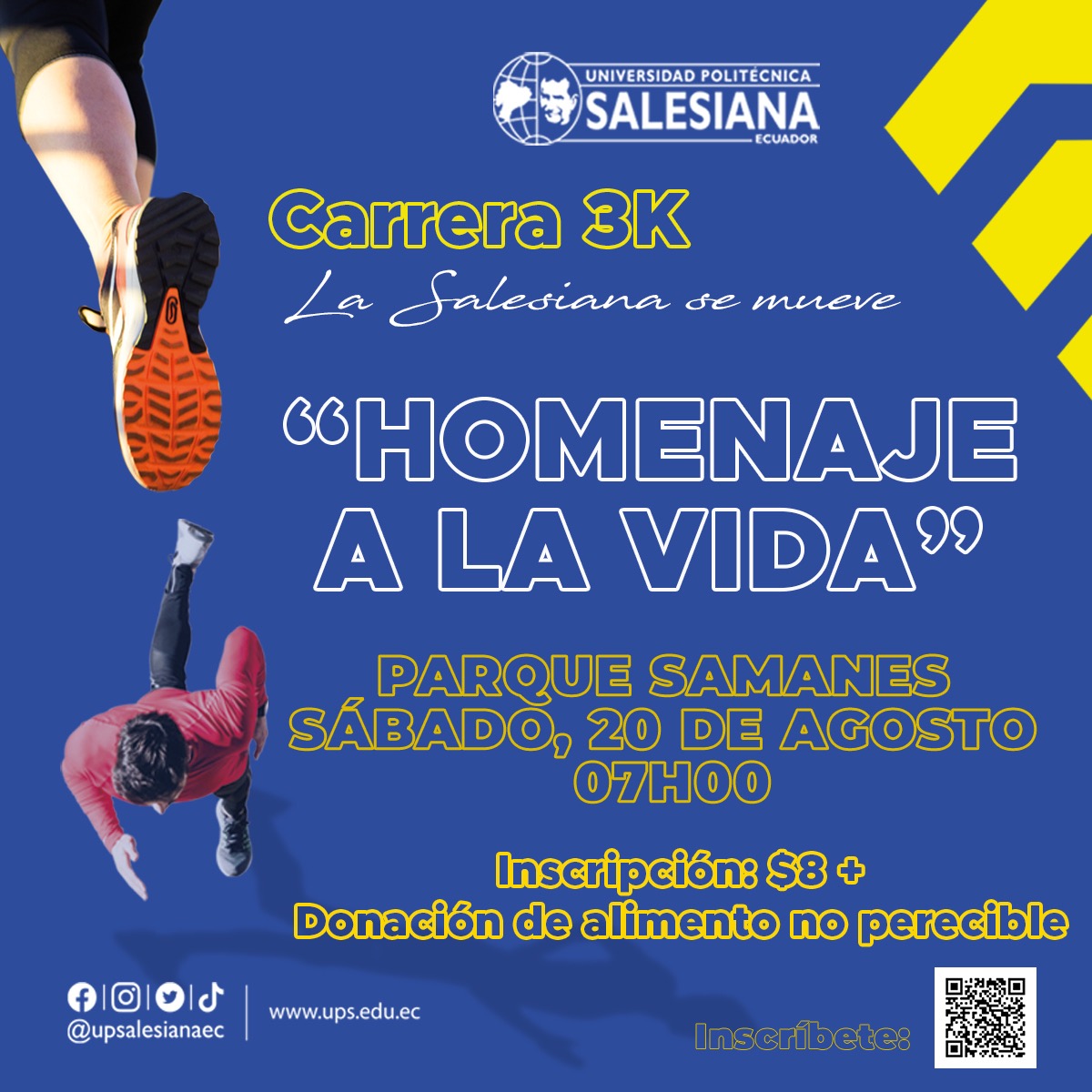 Afiche promocional de la Carrera: 3k la salesiana se mueve 