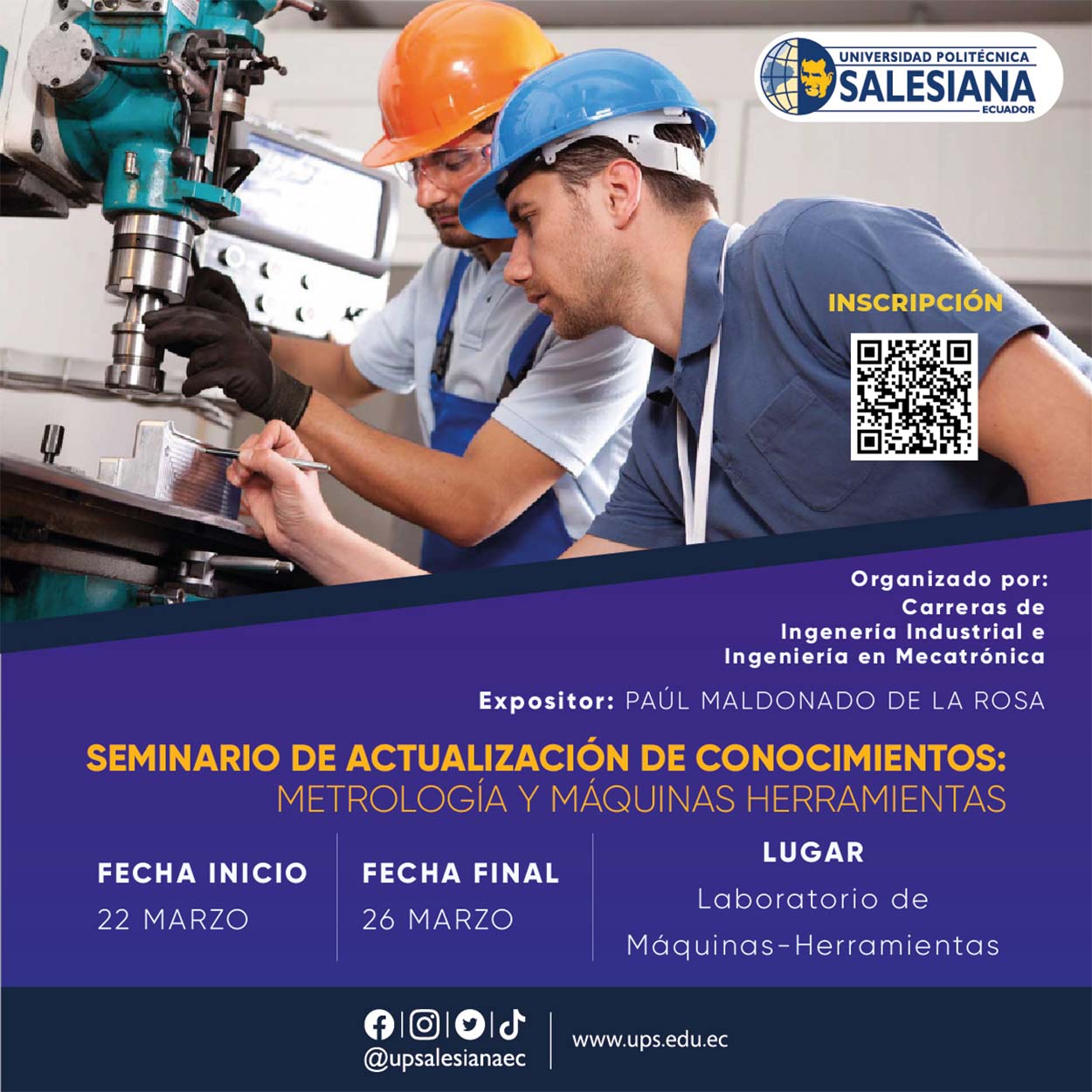 Afiche promocional del Seminario de actualización de conocimientos: Metrología y máquinas herramientas