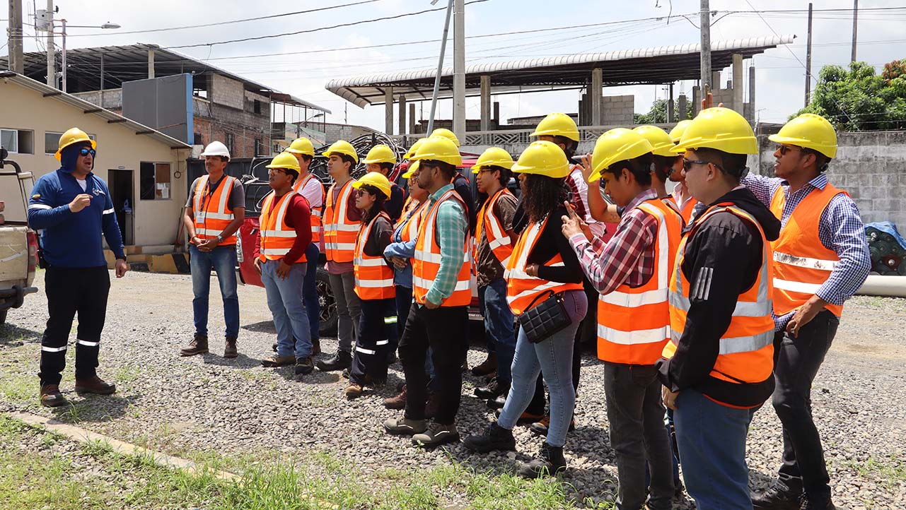 Students at the electrical substation