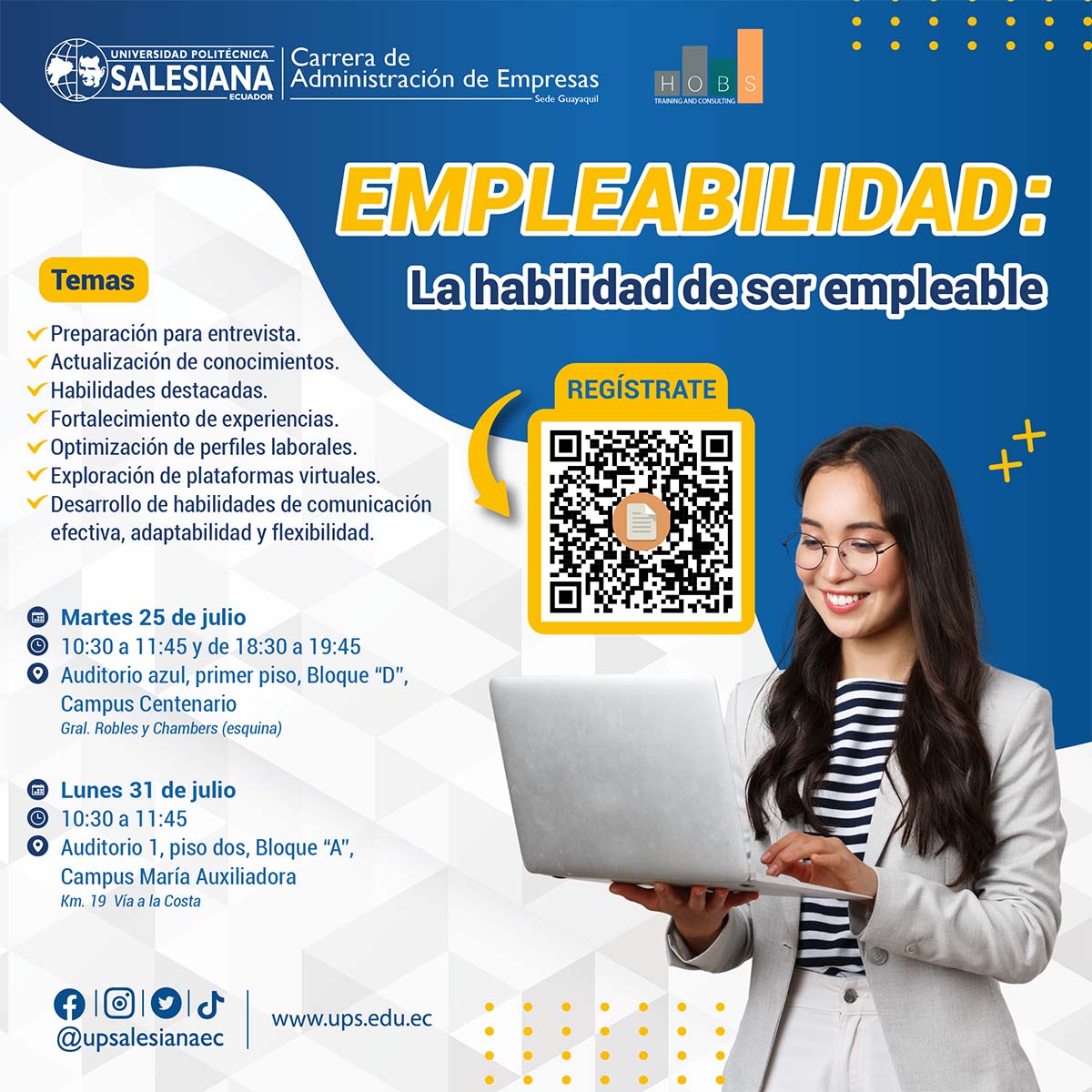 Afiche promocional de la charla empleabilidad: la habilidad de ser empleable