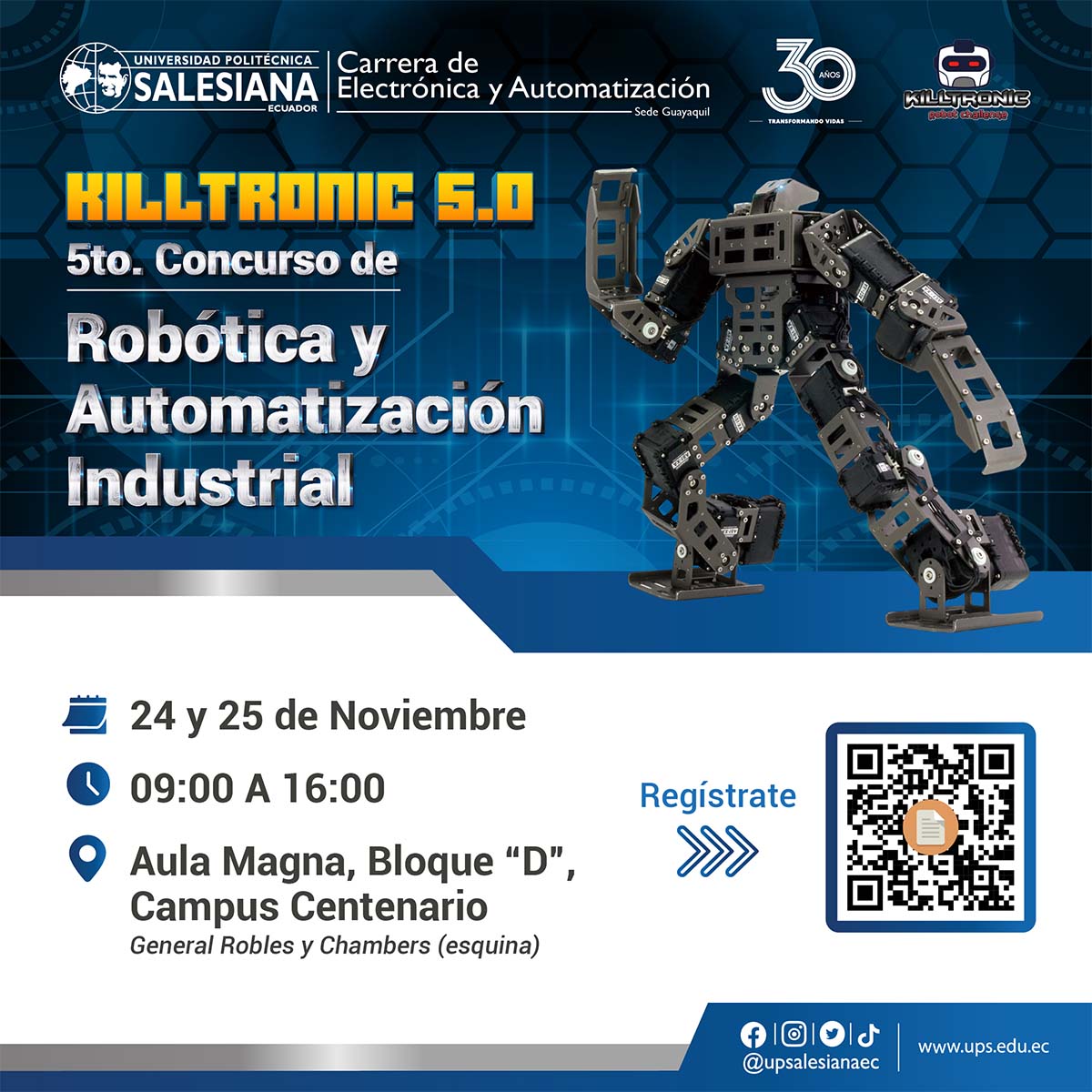 Afiche promocional del V concurso de robótica Killtronic y Automatización Industrial
