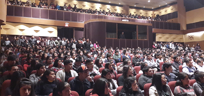 New students in the university theater