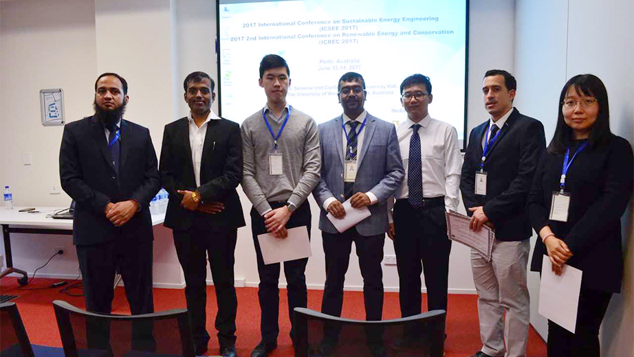 Professor Leony Ortiz (second from the right) with other speakers at the ICSEE 2017