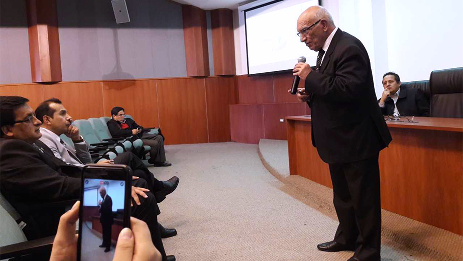 Padre Javier Herrán Gómez, Rector de la Universidad Politécnica Salesiana, en la rendición de cuentas para el año 2016