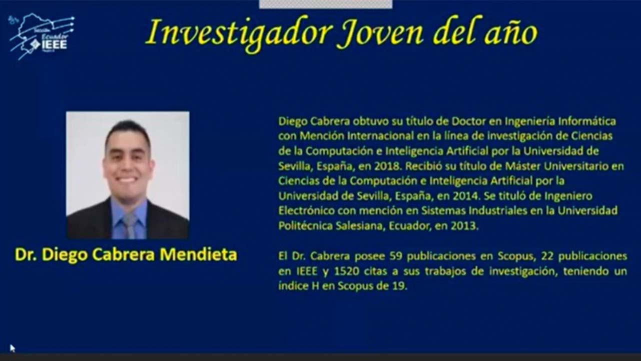 Reconocimiento Investigador jóven del año para Diego Cabrera de la sede Cuenca
