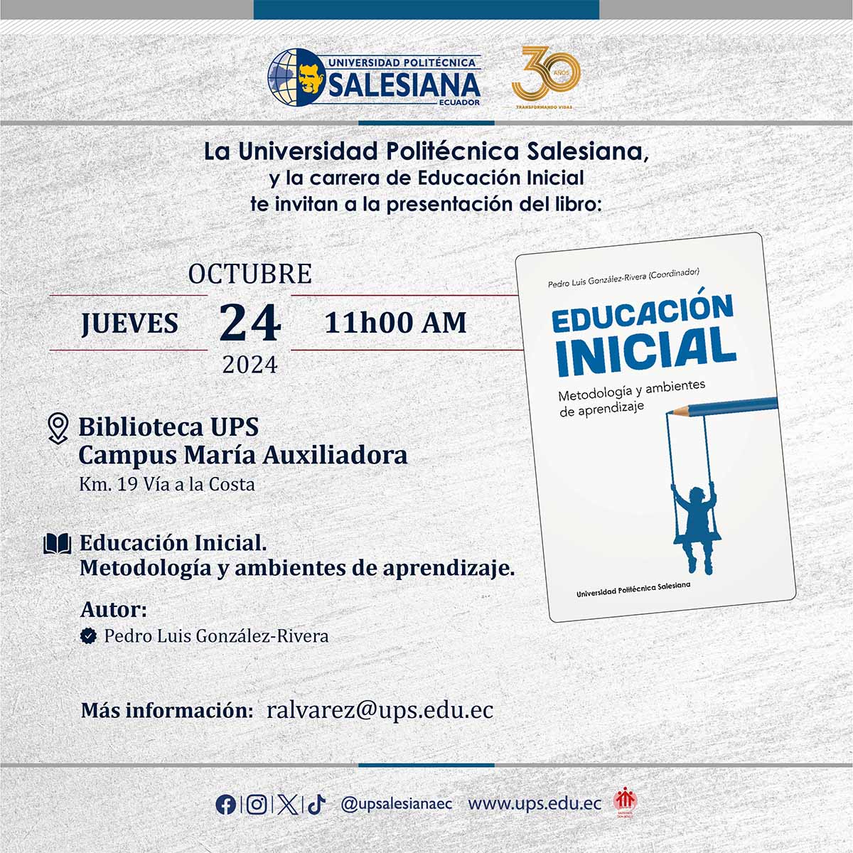 Afiche de la Presentación del libro: Educación inicial