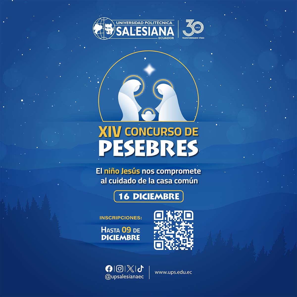 Afiche del XIV Concurso de Pesebres UPS sede Cuenca