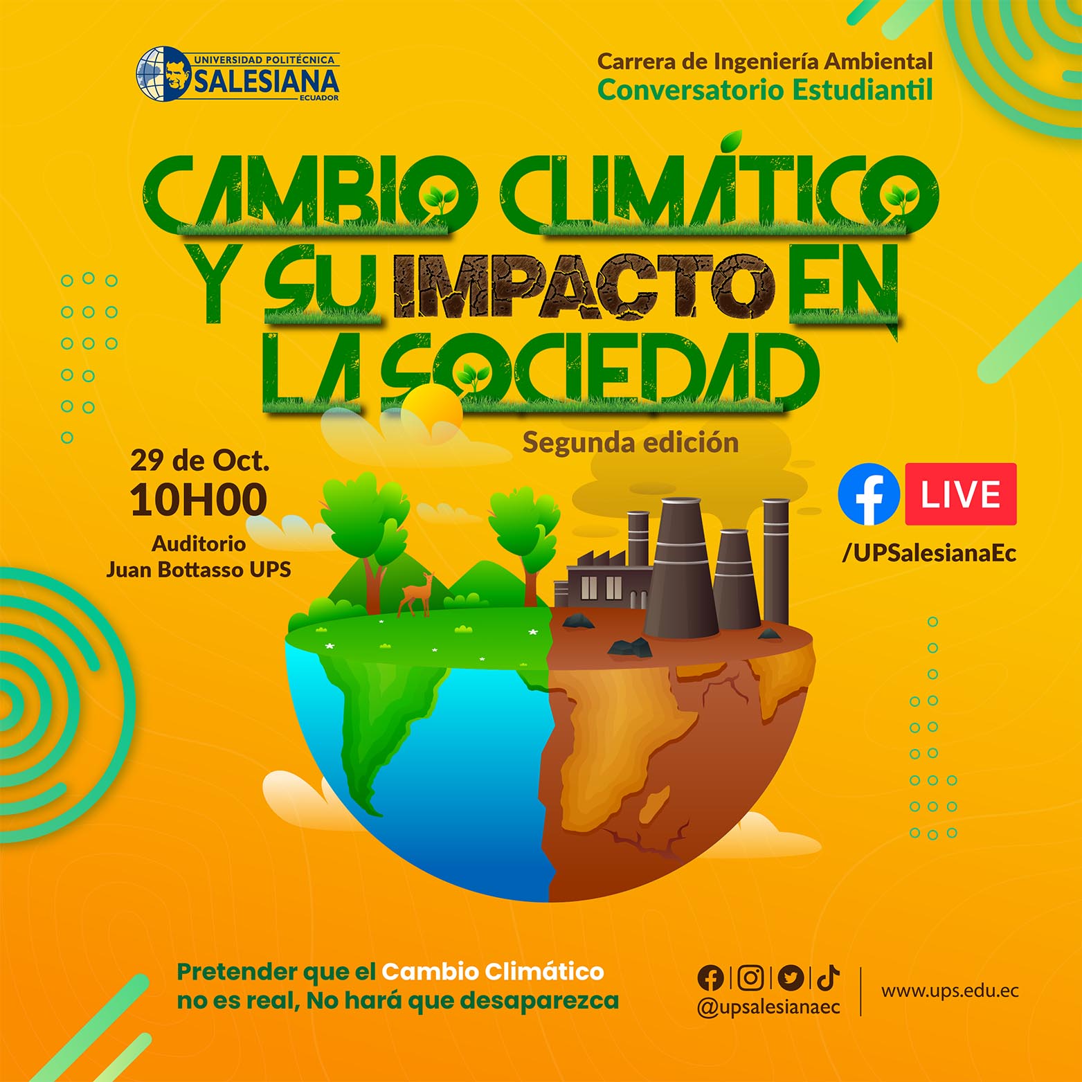 Afiche promocional del Conversatorio: Cambio Climático y su Impacto en la Sociedad